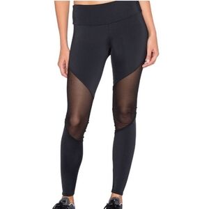 Onzie Size Small Leggings Black Mesh Cutouts Thick Waistband Yoga Gym Athleisure